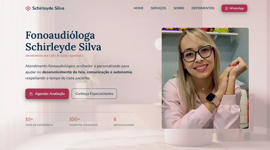 Preview da landing page da Fonoaudióloga Schirleyde Silva